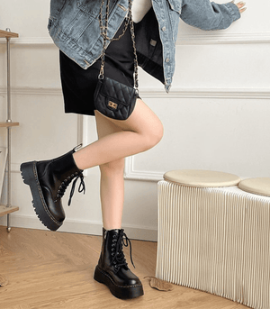 Eline | Elegante Plateauboots van Leer – Stijlvolle Schoenen met Comfort