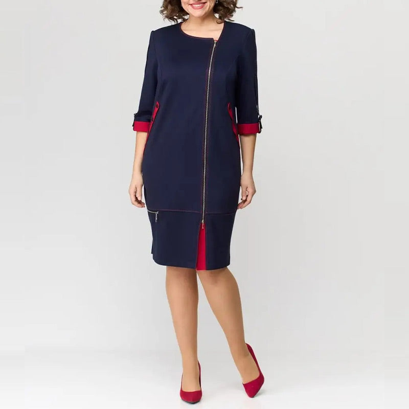 Aurora™ Elegante Jurk met Contrasterende Details