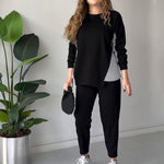 Bregje™ Modieuze Dames Set met Asymmetrische Top en Broek