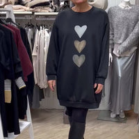 Alana™ Oversized Sweatshirt-Jurk met Hartprint