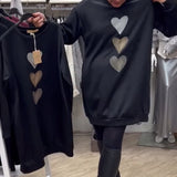 Alana™ Oversized Sweatshirt-Jurk met Hartprint