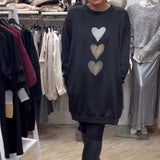 Alana™ Oversized Sweatshirt-Jurk met Hartprint