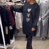 Alana™ Oversized Sweatshirt-Jurk met Hartprint
