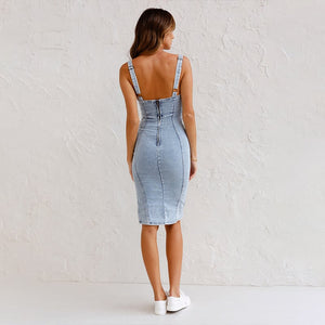 Annelies™ Denim Look Midi Jurk