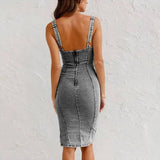 Annelies™ Denim Look Midi Jurk