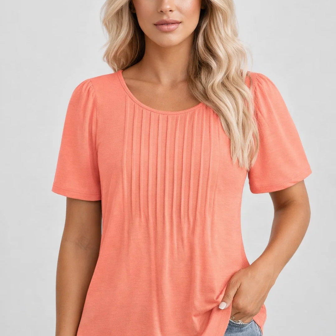 Comfortabele Basic Top met Korte Mouwen en Losse Pasvorm