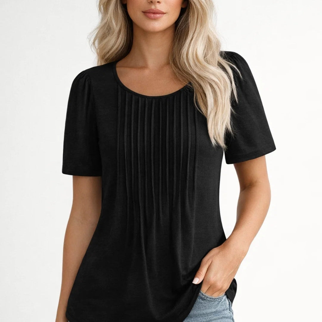 Comfortabele Basic Top met Korte Mouwen en Losse Pasvorm