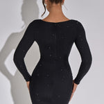 Lana | Bodycon-Mini-jurk met Lange Mouwen en Fijne Glitters