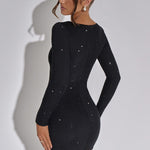 Lana | Bodycon-Mini-jurk met Lange Mouwen en Fijne Glitters