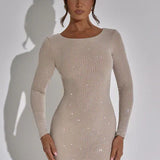 Lana | Bodycon-Mini-jurk met Lange Mouwen en Fijne Glitters