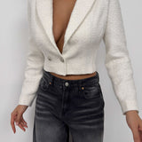 Annika | Korte Tweed-Jurk in Blazer-Stijl in Wit
