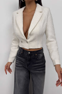 Annika | Korte Tweed-Jurk in Blazer-Stijl in Wit