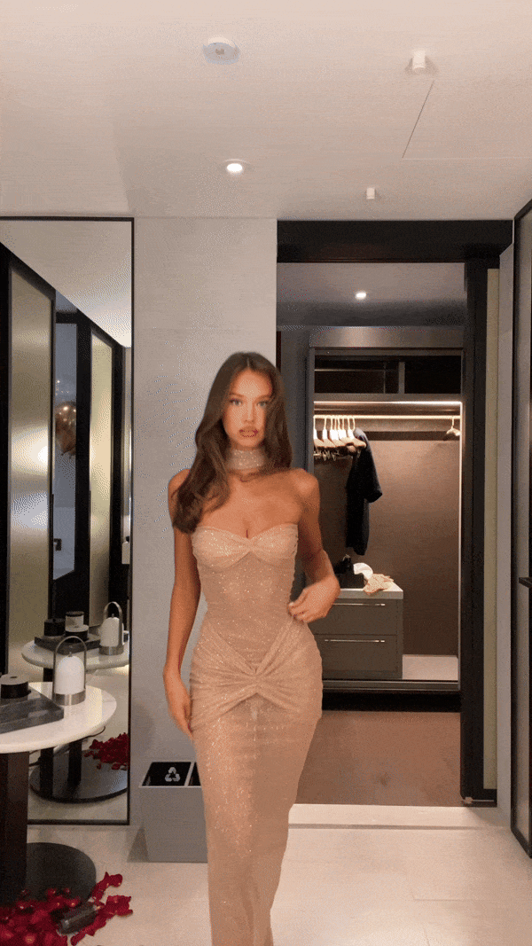 Gisela | Glamoureuze Glanzende Transparante Avondjurk – Verleidelijk Elegantie