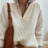 Urelia | Stijlvolle Kabelgebreide Half-Zip Trui