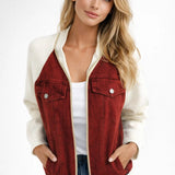 Denim Jas met Contrastmouwen en Casual Pasvorm