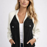 Denim Jas met Contrastmouwen en Casual Pasvorm