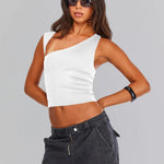 Sybille | Stijlvol Een-Schouder-Crop-Top voor Elke Gelegenheid