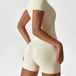 Elena | Naadloze Korte Mouwen Zip-Jumpsuit