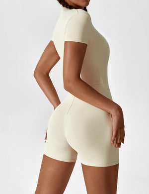 Elena | Naadloze Korte Mouwen Zip-Jumpsuit