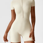 Elena | Naadloze Korte Mouwen Zip-Jumpsuit