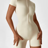 Elena | Naadloze Korte Mouwen Zip-Jumpsuit