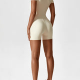 Elena | Naadloze Korte Mouwen Zip-Jumpsuit