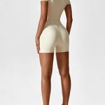 Elena | Naadloze Korte Mouwen Zip-Jumpsuit