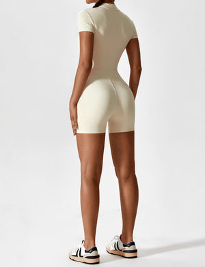 Elena | Naadloze Korte Mouwen Zip-Jumpsuit