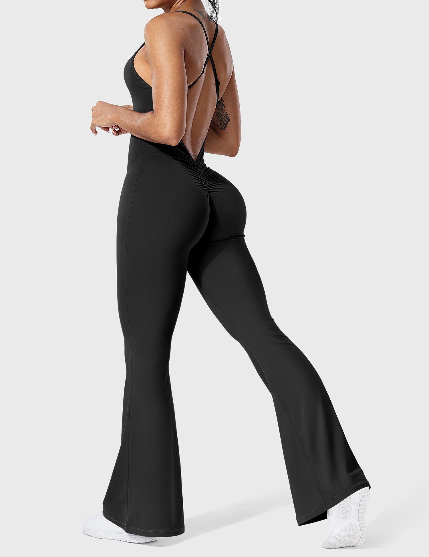 Serafina | Rugloze Flare Jumpsuit met verstelbare bandjes