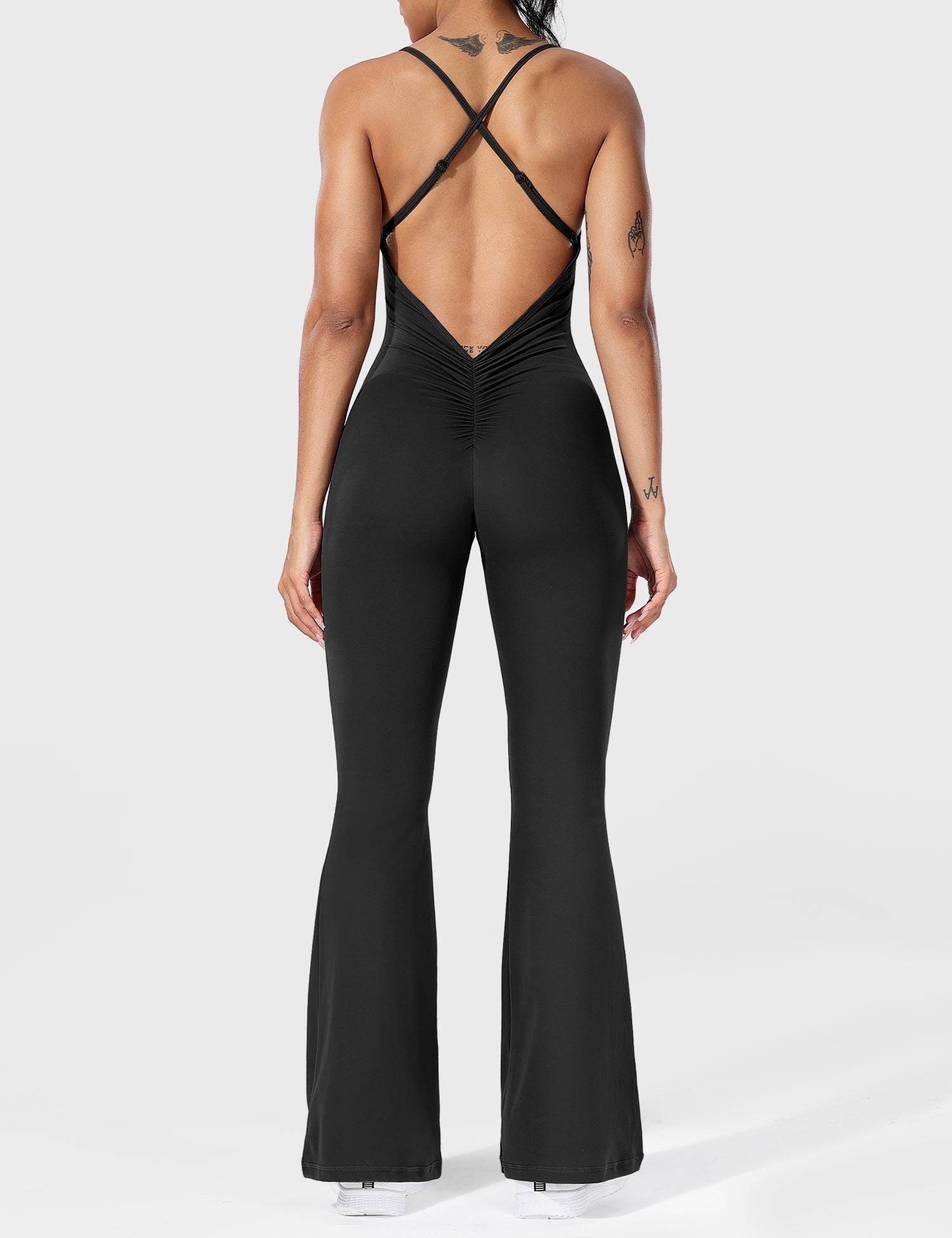Serafina | Rugloze Flare Jumpsuit met verstelbare bandjes