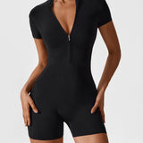 Elena | Naadloze Korte Mouwen Zip-Jumpsuit