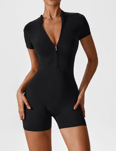 Elena | Naadloze Korte Mouwen Zip-Jumpsuit