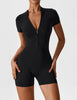 Elena | Naadloze Korte Mouwen Zip-Jumpsuit