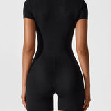 Elena | Naadloze Korte Mouwen Zip-Jumpsuit