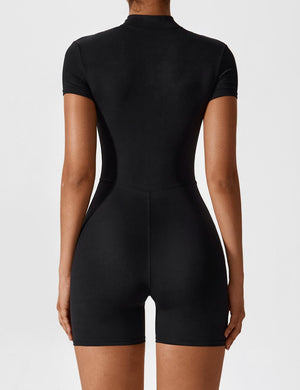 Elena | Naadloze Korte Mouwen Zip-Jumpsuit