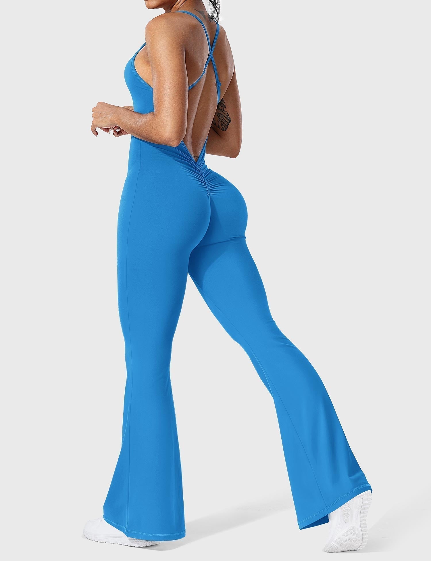 Serafina | Rugloze Flare Jumpsuit met verstelbare bandjes