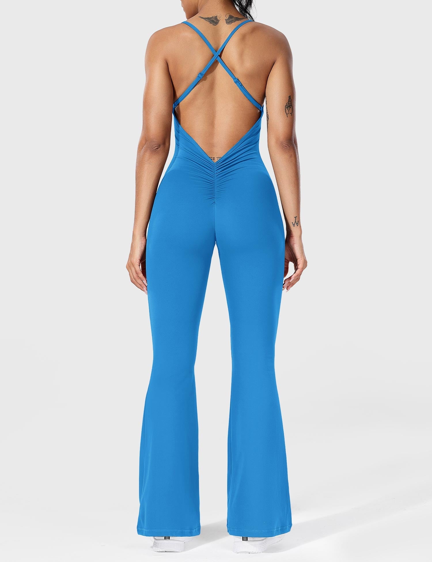 Serafina | Rugloze Flare Jumpsuit met verstelbare bandjes