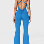 Serafina | Rugloze Flare Jumpsuit met verstelbare bandjes