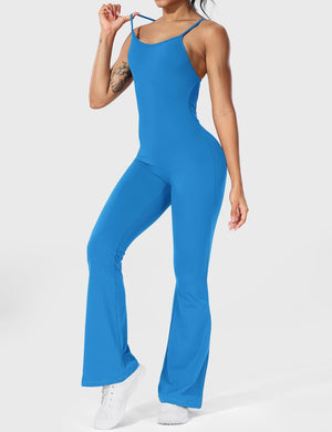 Serafina | Rugloze Flare Jumpsuit met verstelbare bandjes