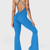 Serafina | Rugloze Flare Jumpsuit met verstelbare bandjes