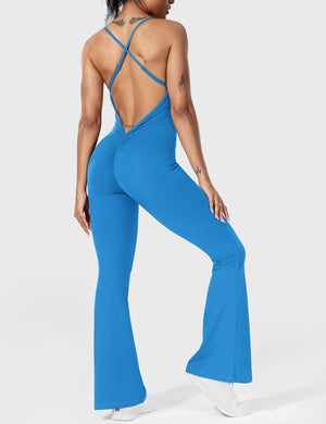 Serafina | Rugloze Flare Jumpsuit met verstelbare bandjes