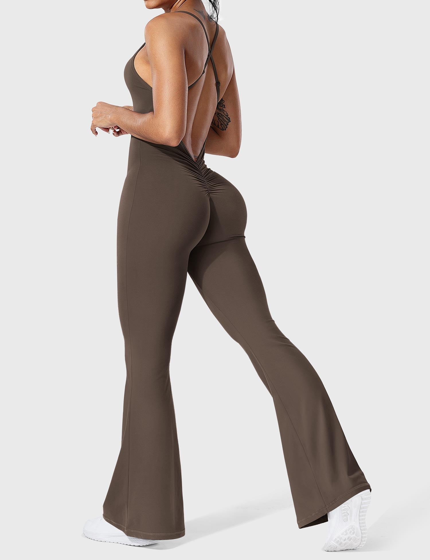 Serafina | Rugloze Flare Jumpsuit met verstelbare bandjes