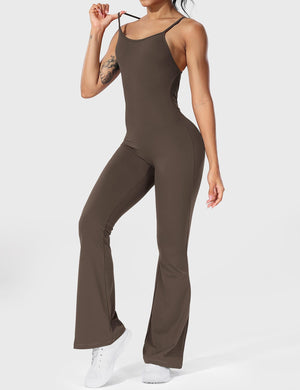 Serafina | Rugloze Flare Jumpsuit met verstelbare bandjes