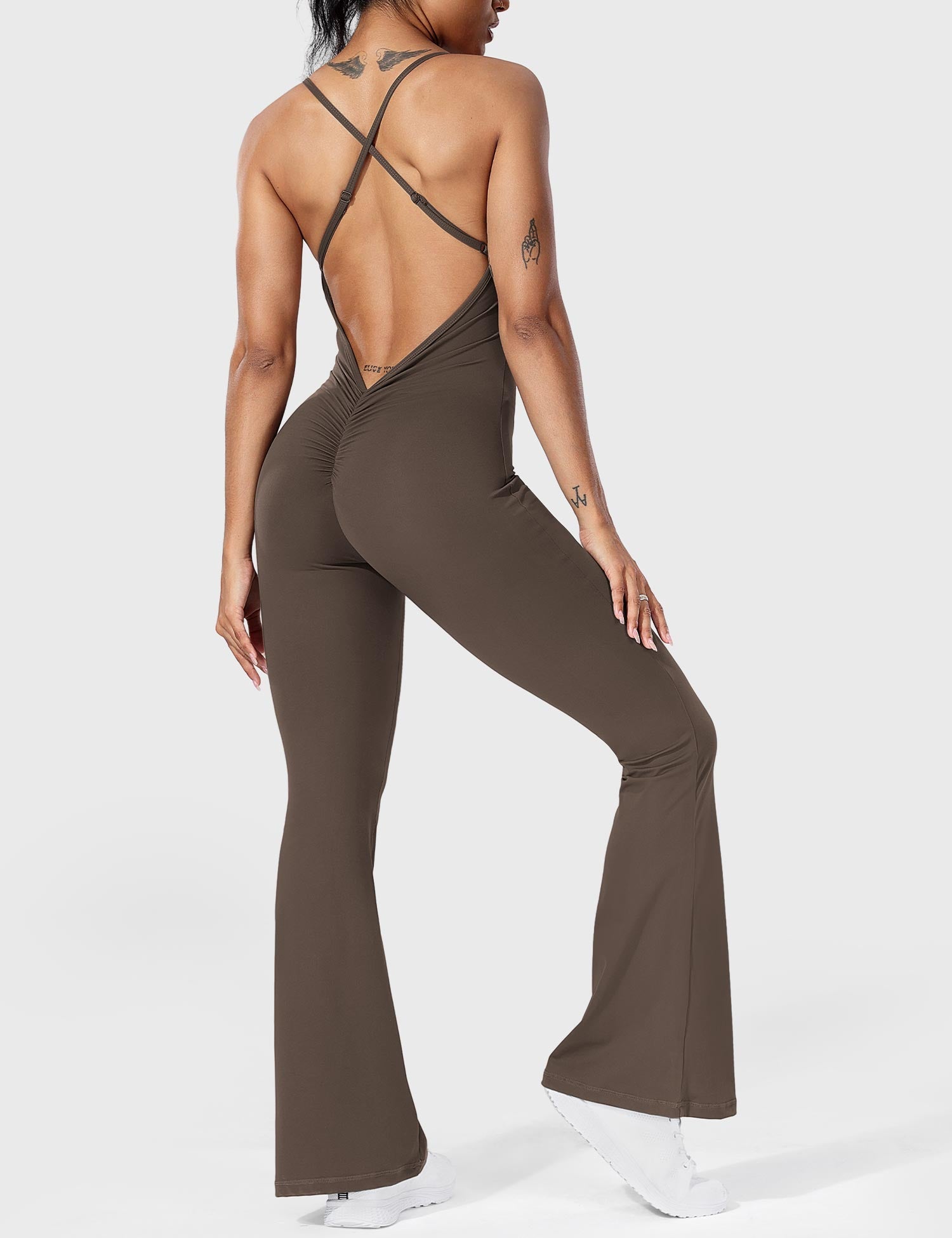Serafina | Rugloze Flare Jumpsuit met verstelbare bandjes