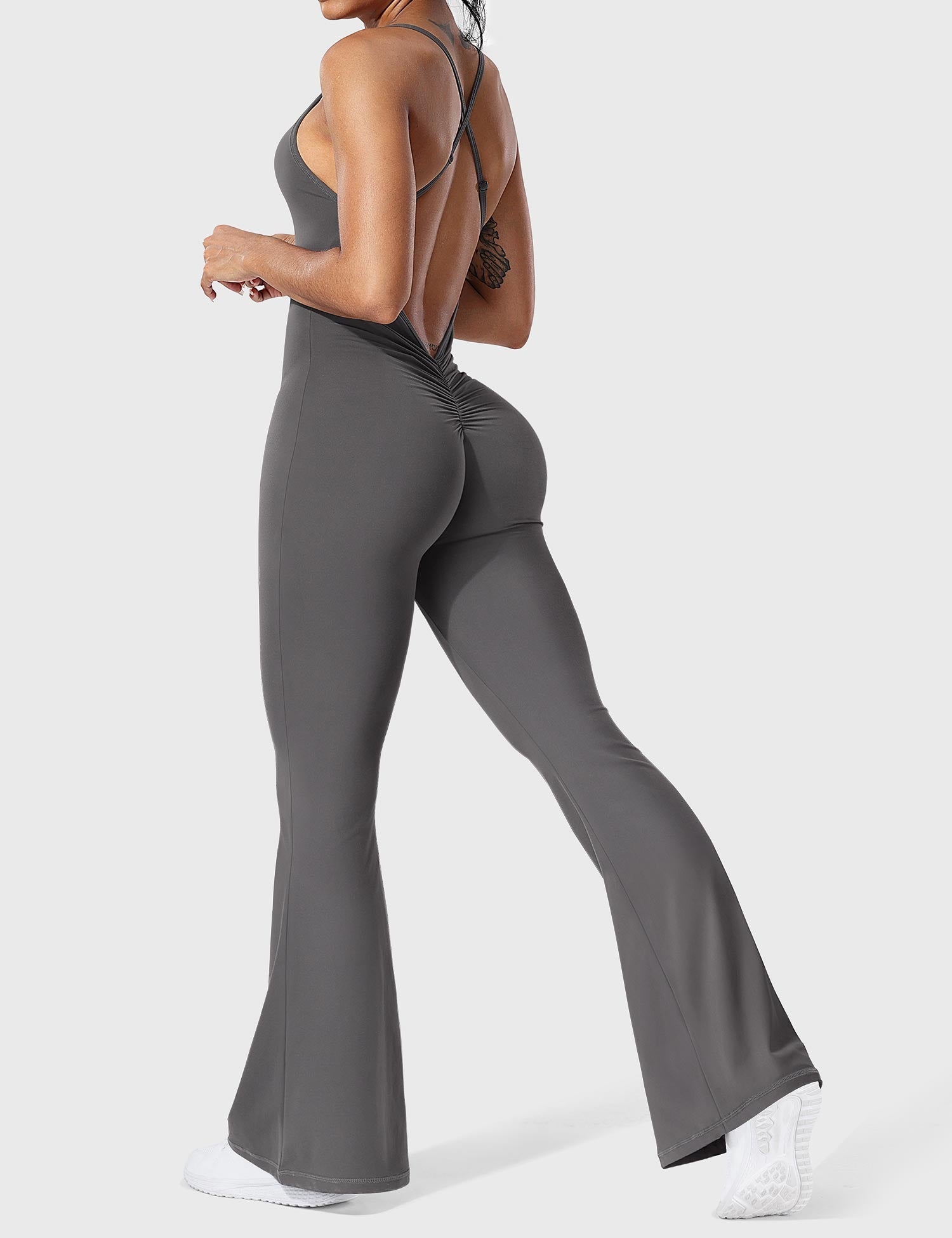 Serafina | Rugloze Flare Jumpsuit met verstelbare bandjes