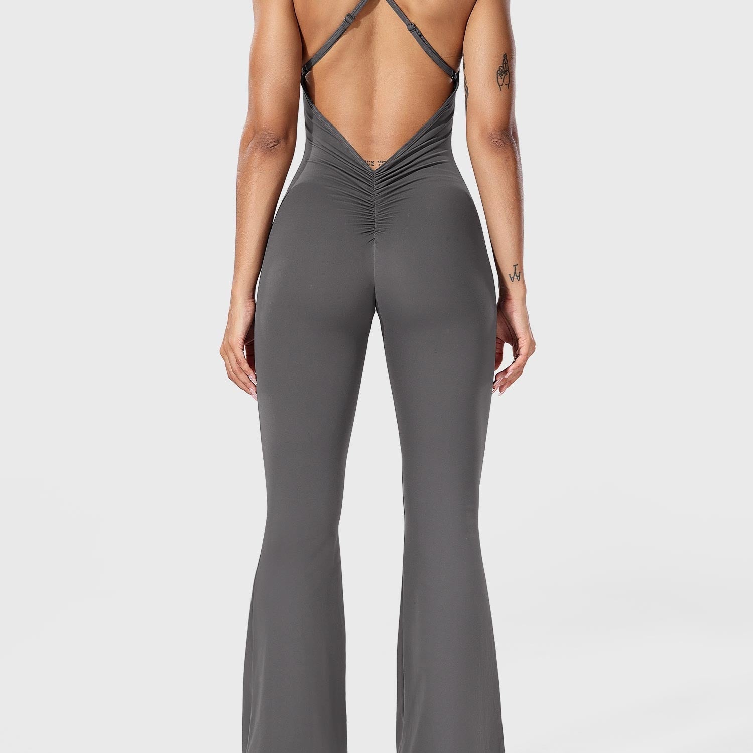 Serafina | Rugloze Flare Jumpsuit met verstelbare bandjes