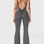 Serafina | Rugloze Flare Jumpsuit met verstelbare bandjes