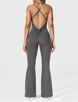 Serafina | Rugloze Flare Jumpsuit met verstelbare bandjes