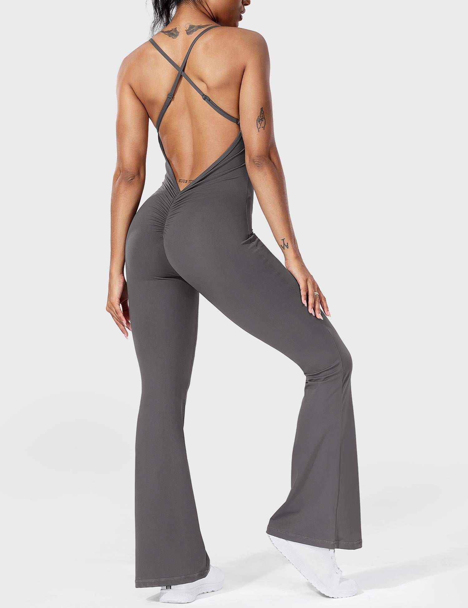 Serafina | Rugloze Flare Jumpsuit met verstelbare bandjes