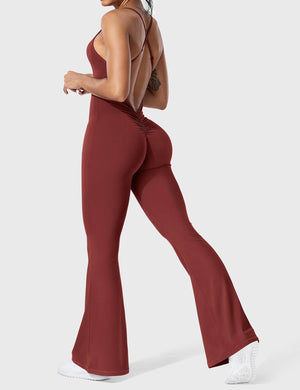 Serafina | Rugloze Flare Jumpsuit met verstelbare bandjes